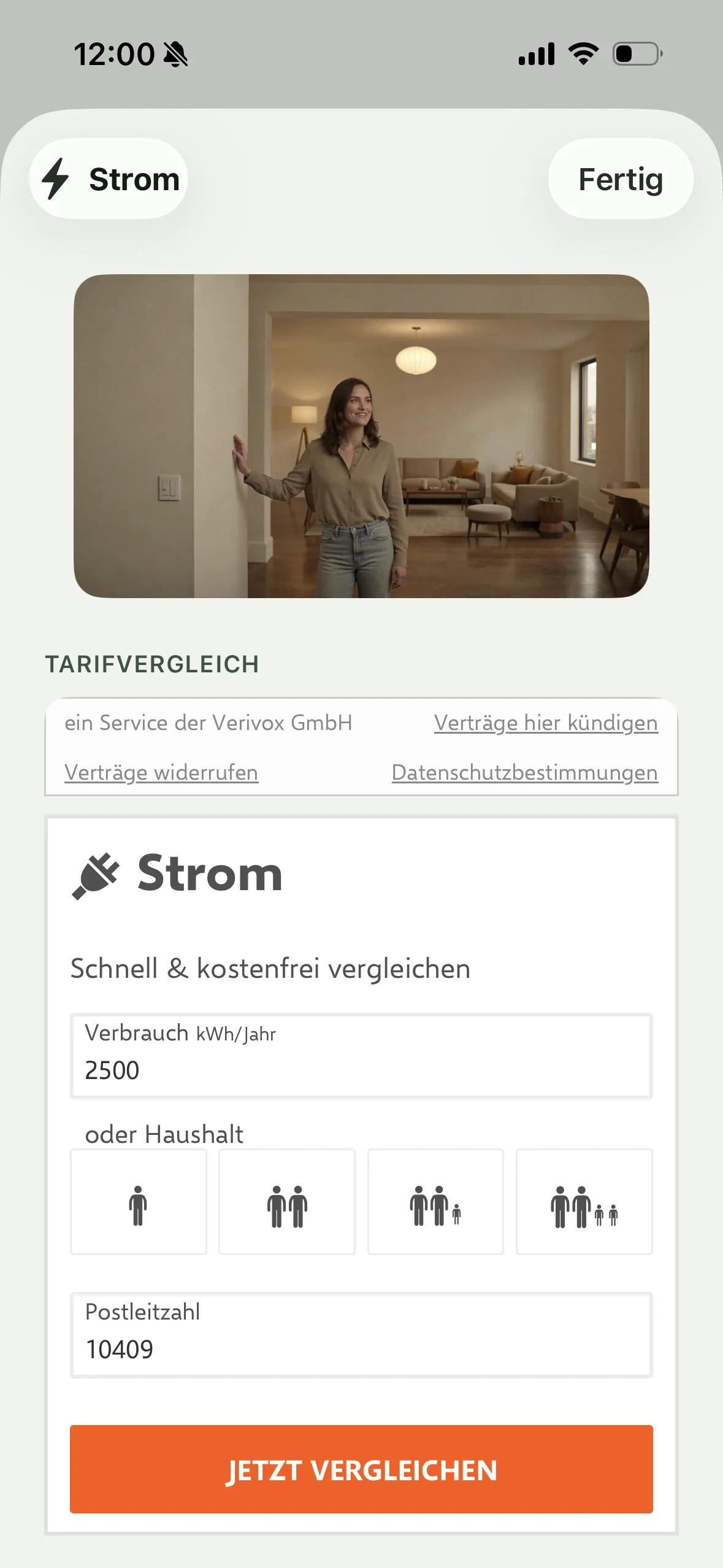 Vertrag wechseln über Verivox