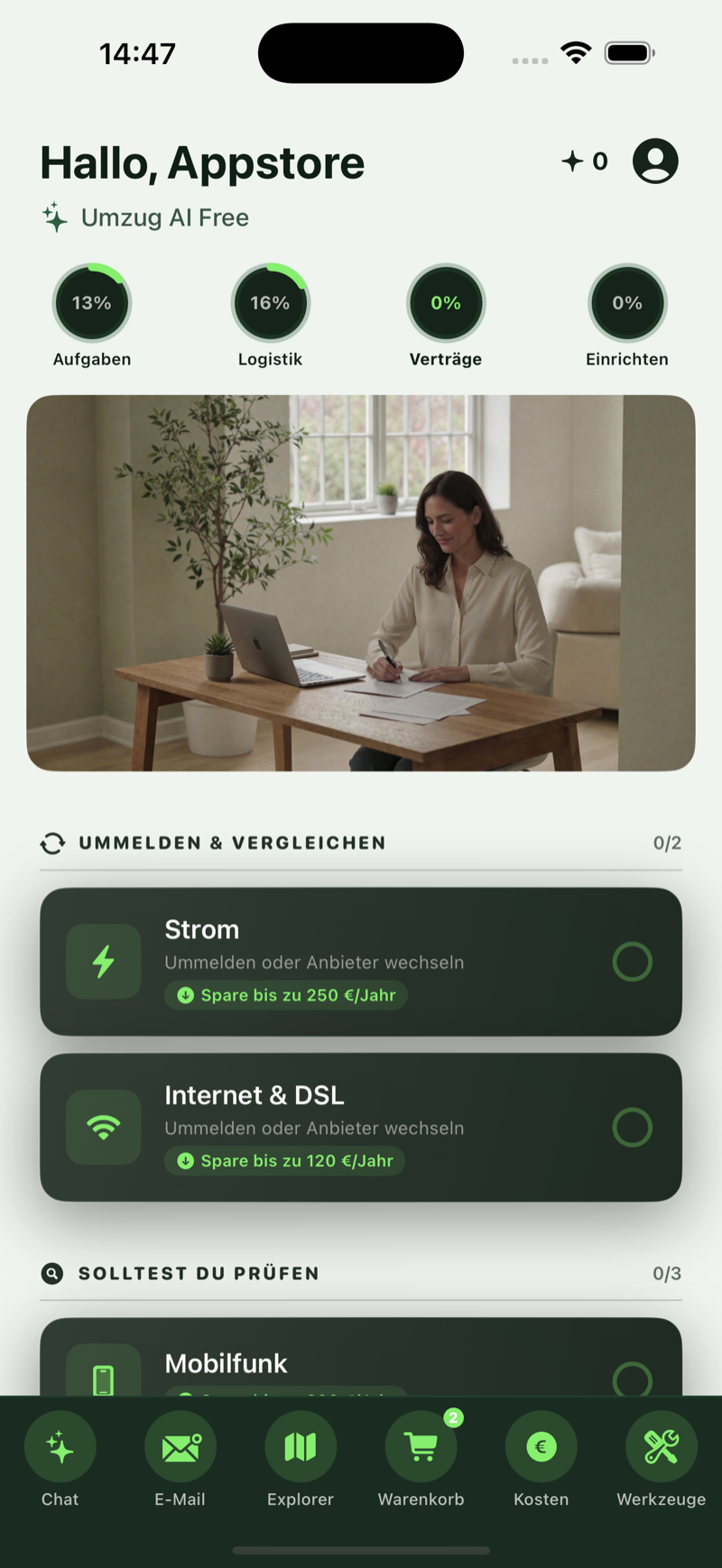 UmzugAI Verträge-Tab